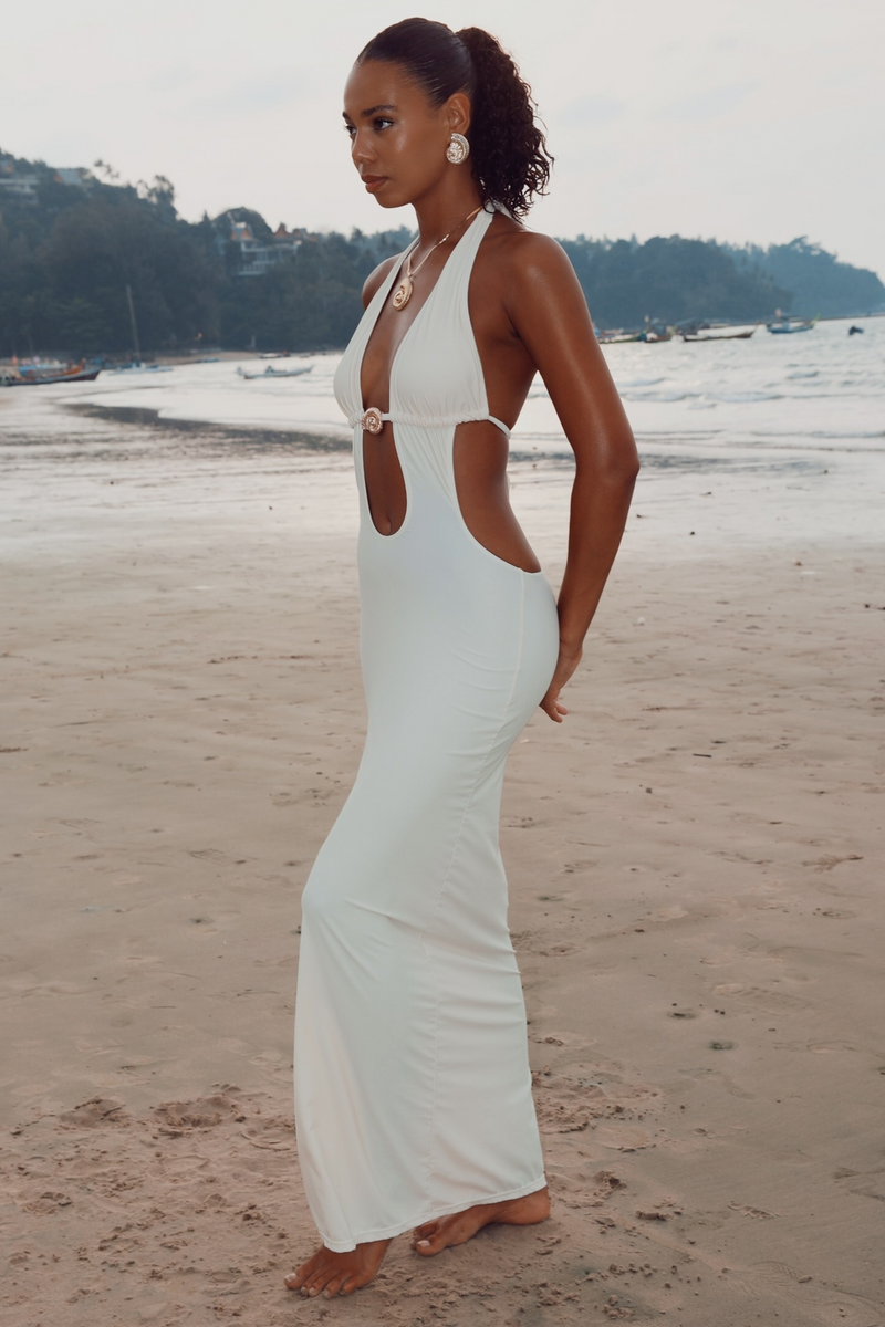 'Miramar' Nude Shim Nautilus Triangle Maxi Dress