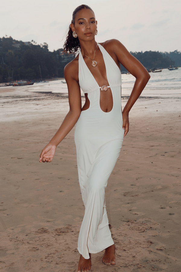 'Miramar' Nude Shim Nautilus Triangle Maxi Dress