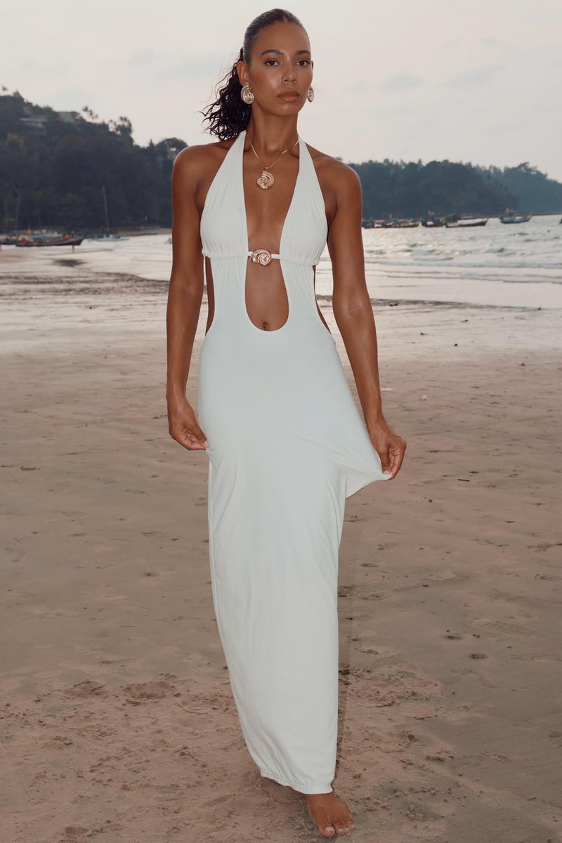 'Miramar' Nude Shim Nautilus Triangle Maxi Dress