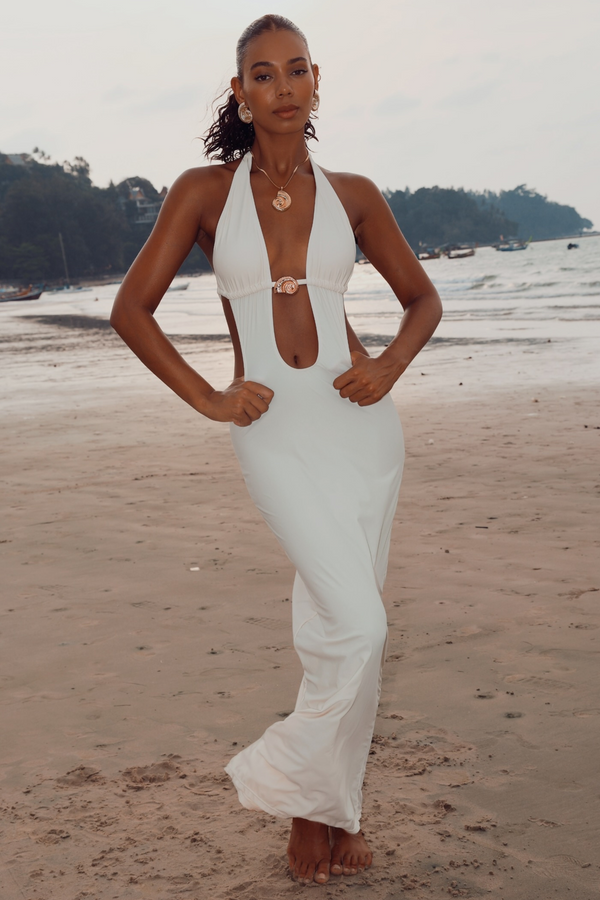 'Miramar' Nude Shim Nautilus Triangle Maxi Dress