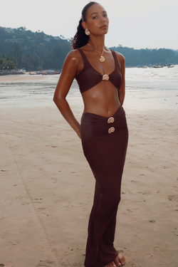 'Kololi' Coffee Nautilus Maxi Skirt