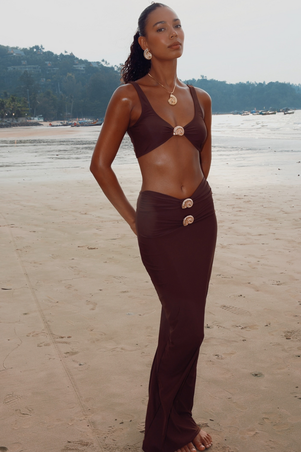 'Kololi' Coffee Nautilus Maxi Skirt