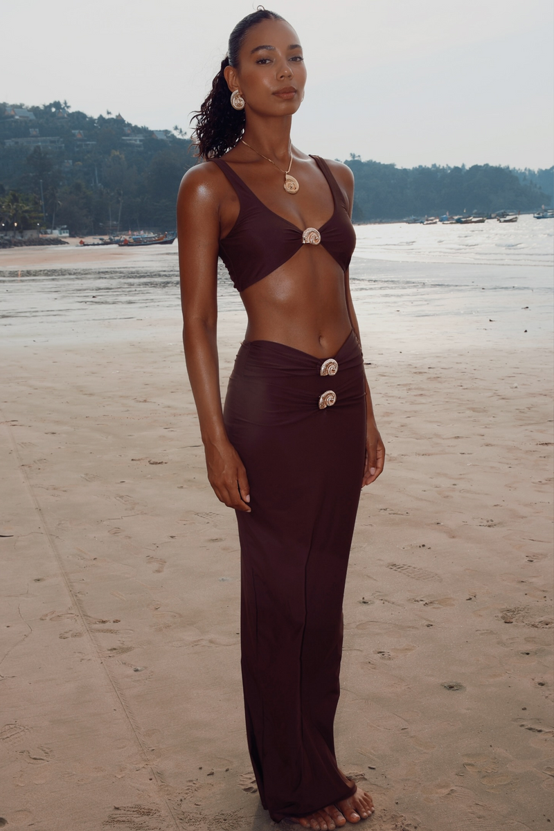 'Kololi' Coffee Nautilus Maxi Skirt