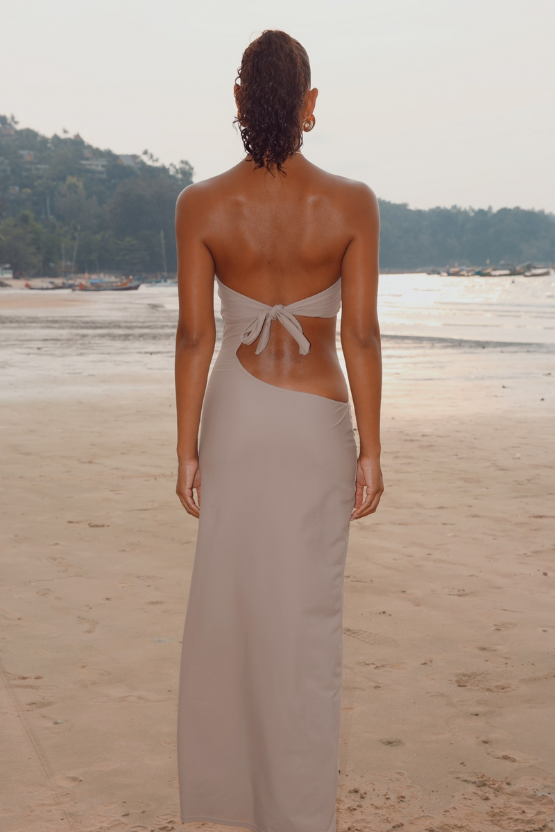 'Carilo' Stone Nautilus Bandeau Maxi Dress