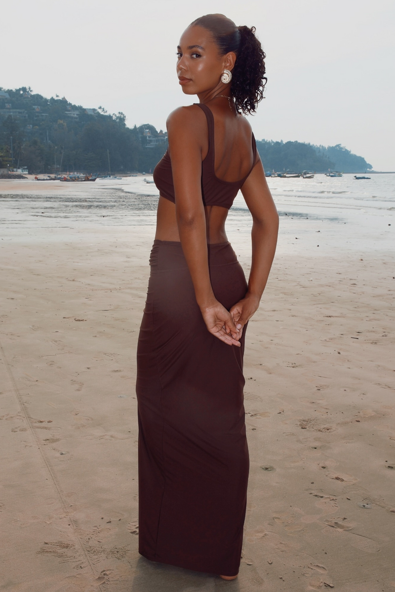 'Kololi' Coffee Nautilus Maxi Skirt