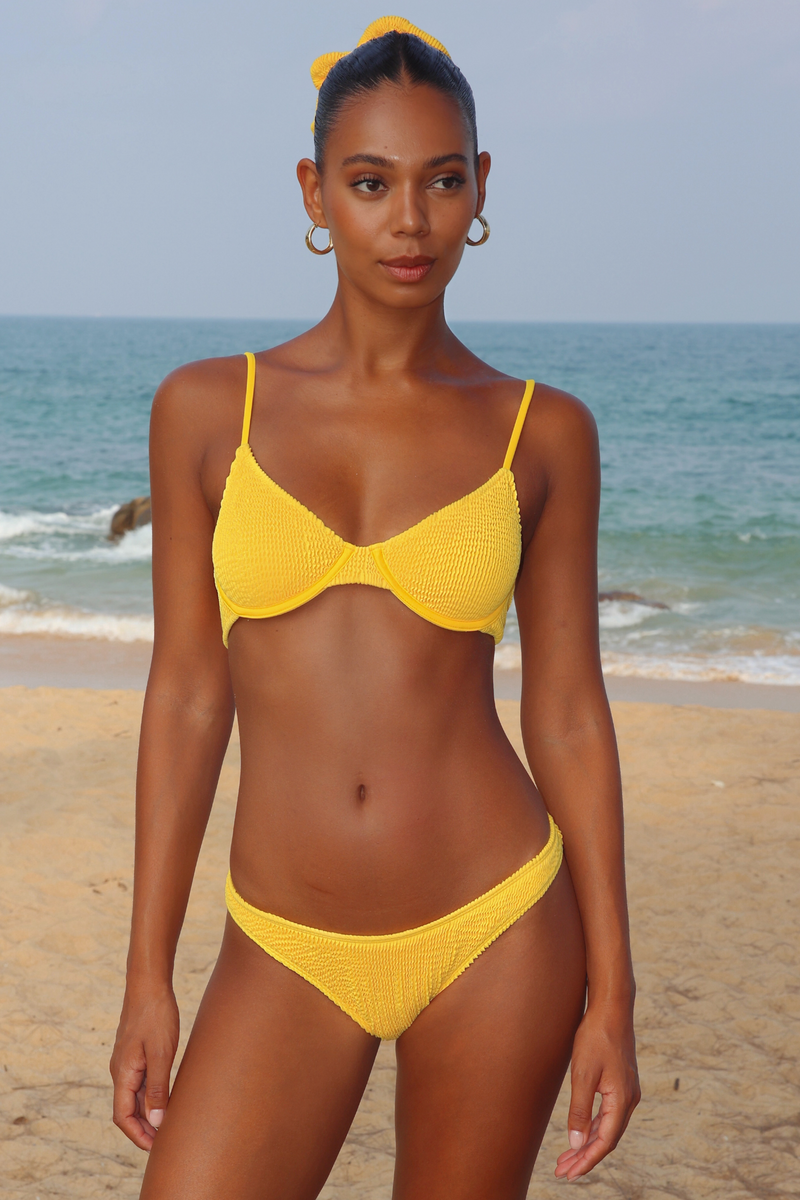 'Sunset' Scrunch Thick Strap Fixed Bikini Bottoms
