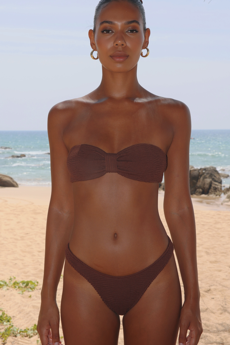 'Coffee' Scrunch Bandeau Bikini Top